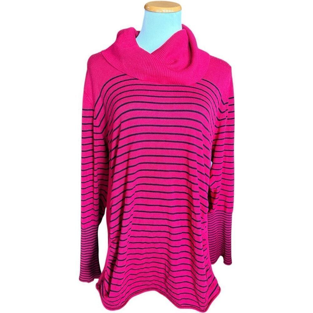 Womens The Avenue Striped Cowl Neck Sweater - Sz 22/24